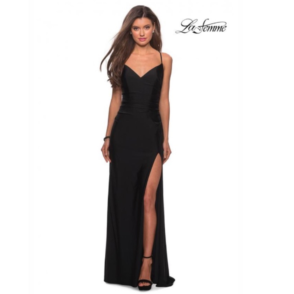 LA FEMME cross back jersey dress #28206